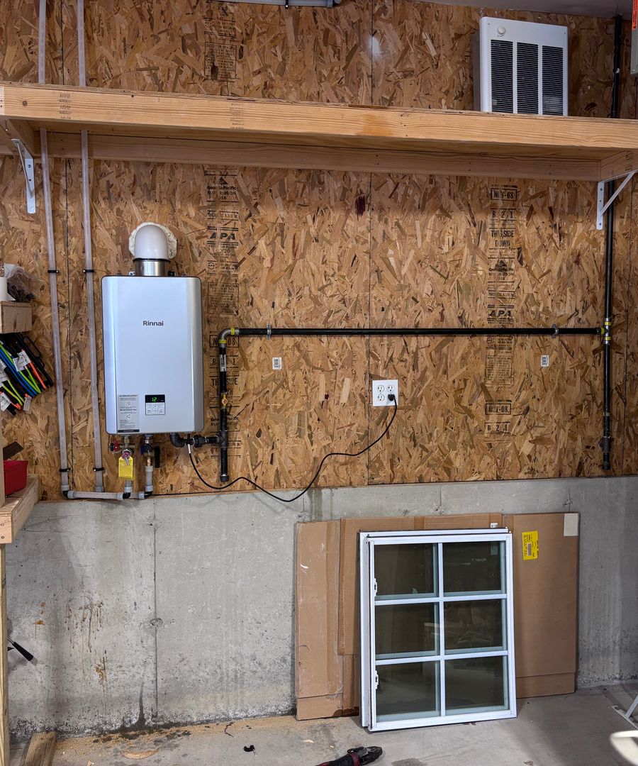 New residential water heater installed by White Birch Plumbing in Southern New Hampshire